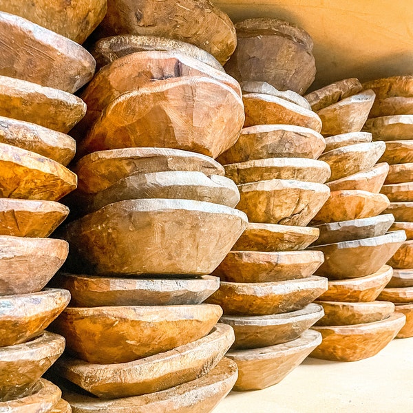 Hand Carved Single Wooden Dough bowl