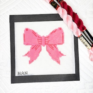 Hand-Painted Pink Bow Needlepoint Canvas