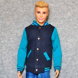 Handmade Doll Dark Blue Green Baseball Jacket Doll Clothes For 12" Dolls