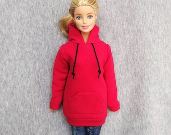Handgemachte Puppe Rot Hoodie Mantel Puppenkleidung Für 11,5 "Puppen