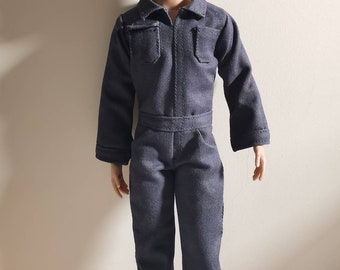 Handmade Doll Dark Grey Coveralls Doll Clothes For 12" Dolls(custom order)