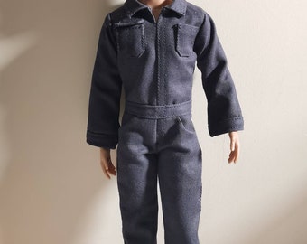 Handmade Doll Dark Grey Coverall Doll Clothes For 12" Dolls(custom order)