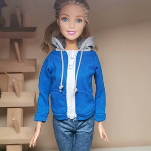Handmade Doll Royal Blue Hoodie  Coat Doll Clothes For Dolls(custom order)（the doll in the photo is 11.5&quot;）