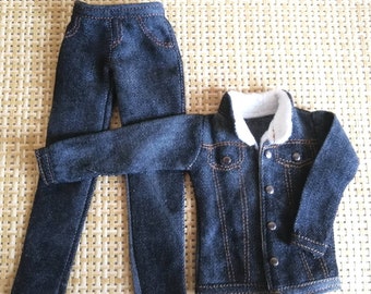 Handgemachte Puppenjacke & Hose Jeans Set Puppenkleidung für 12" Puppen