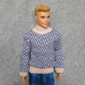 Handmade Doll Sweater Blue White Doll Sweaters Clothes For 12&quot; Dolls
