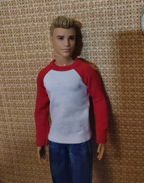 Handmade Doll Clothes Red White T-shirt For 12" Dolls