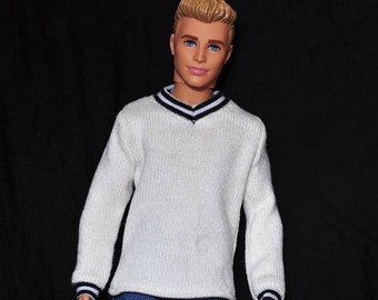 Poupée faite main en pull blanc, vêtements de poupée pour poupées de 30 cm (12 po.)