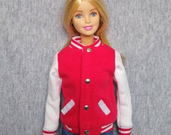 Handgemachte Puppe Rote Baseball Jacke Puppenkleidung Für 11.5 zoll Puppen