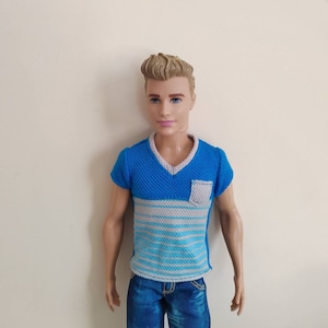 Handmade Doll Clothes Blue T-shirt For 12&quot; Dolls