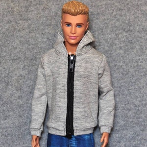 Handmade Doll Light Grey Hoodie Jacket Doll Clothes For 12&quot; Dolls