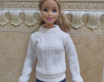 Handgemachte Puppe Weiß Pullover Mantel Puppenkleidung Für 11,5 ""Puppen