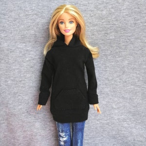 Handmade Doll Long Black Hoodie  Coat Doll Clothes For 11.5&quot; Dolls