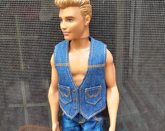 Handmade Doll Denim Vest Doll Clothes For 12" Dolls(custom order)