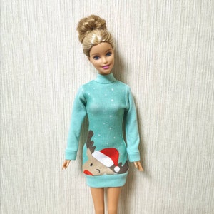 手作り人形用クリスマスセータードレス 人形用洋服 11.5インチ人形用