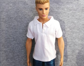 Handmade Doll White Polo shirt Doll Clothes For 12" Dolls