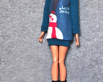 Handmade Doll Christmas Sweater Dress Doll Clothes For 11.5" Dolls