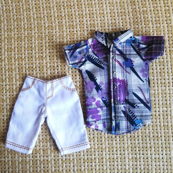 Handgemachtes Puppen Shirt & Shorts Set Puppenkleidung Für 12 "Puppen