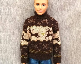 Handmade Doll Sweater Clothes Christmas Elk Brown Doll Sweaters For 12" Dolls