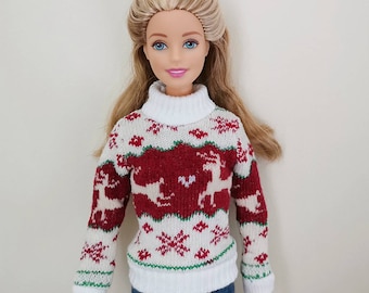 Handmade Doll Elk Christmas Sweater Coat Doll Clothes For 11.5" Dolls