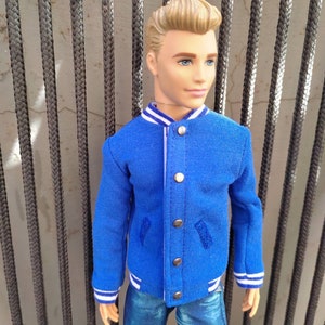 Handmade Doll Blue Baseball Jacket With LC Doll Clothes For 12" Dolls