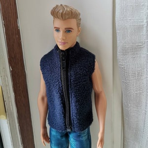 Handmade Doll Navy Blue Vest Jacket Doll Clothes For 12" Dolls