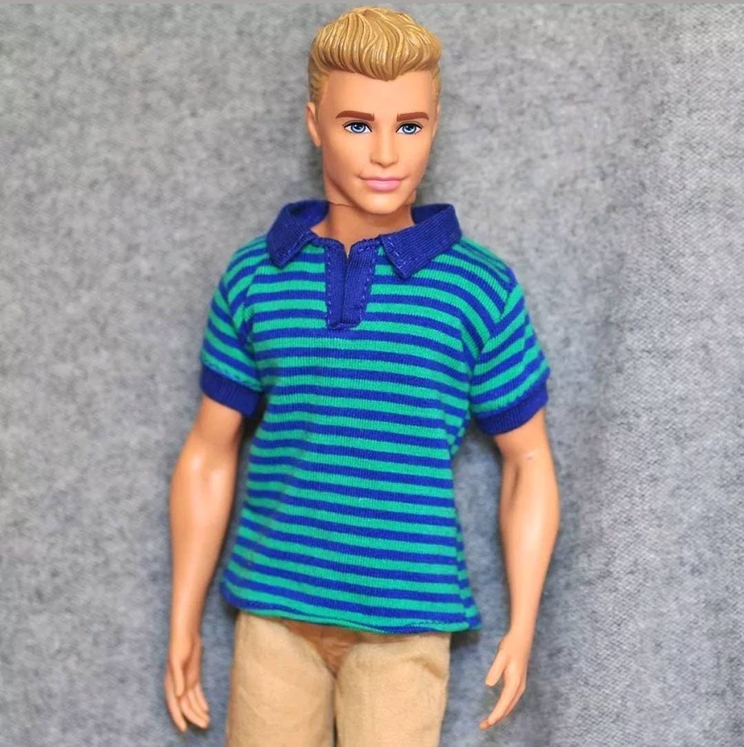 Handmade Doll Clothes Green Blue Polo T-shirt For 12" Dolls