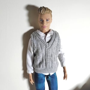 Handmade Doll Grey Sweater Vest Doll Clothes For 12" Dolls(the white shirt is not included)(custom order)