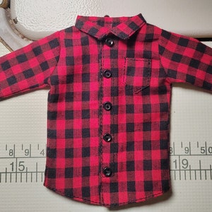 Handmade Doll Clothes Black Red Shirt For 12" Dolls