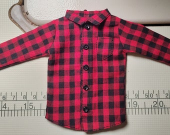 Handmade Doll Clothes Black Red Shirt For 12" Dolls
