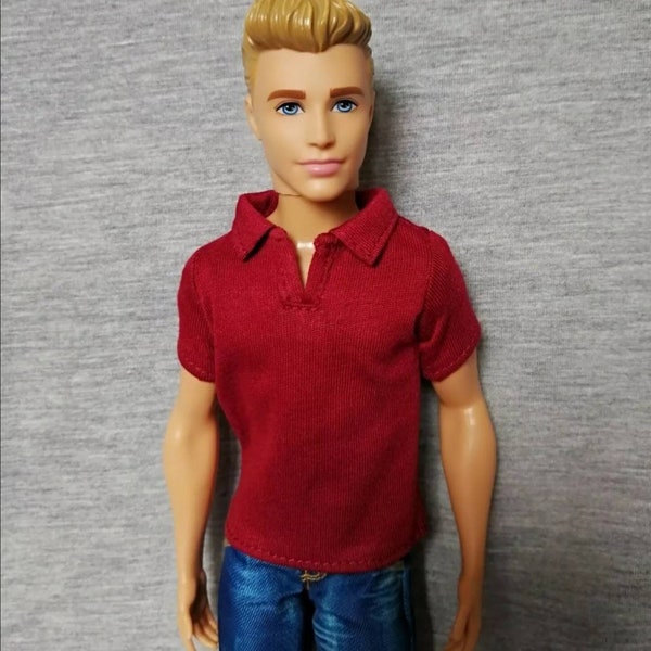 Handmade Doll Clothes Maroon Polo T-shirt For 12" Dolls（if you want other color tell me plz）
