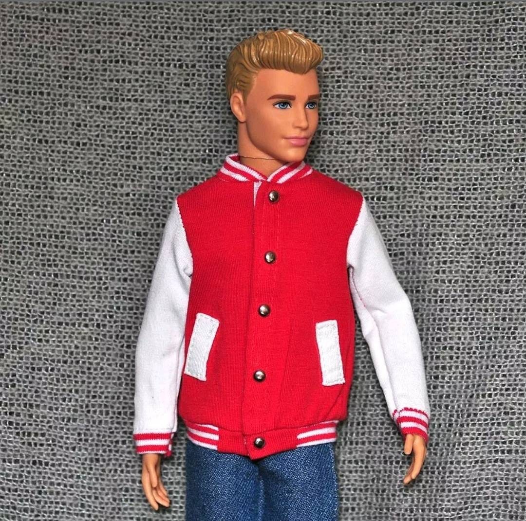 Handmade Doll Red White Baseball Jacket Doll Clothes For 12" Dolls