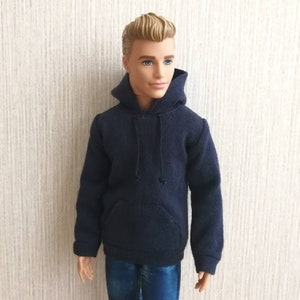 Handmade Doll Dark Blue Hoodie Jacket Doll Clothes For 12" Dolls
