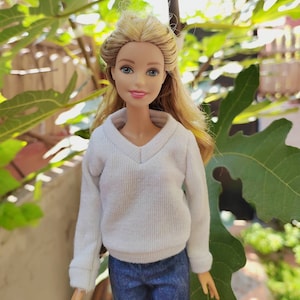 Handmade White Sweater Coat Doll Clothes For 11.5&quot; Dolls