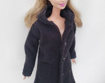 Handgemachte Puppe Schwarz Mantel Hoodie Puppenkleidung Für 11.5 "Puppen