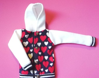 Handmade Doll Heart Hoodie Baseball Jacket Vêtements de poupée pour poupées de 11,5 »