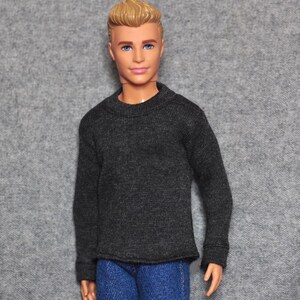 Handmade Doll Clothes Dark Grey T-shirt For 12&quot; Dolls
