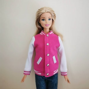 Handmade Doll Pink&White Hoodie Baseball Jacket Doll Clothes For 11.5&quot; Dolls