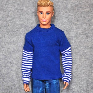 Handmade Doll Clothes Blue T-shirt For 12&quot; Dolls