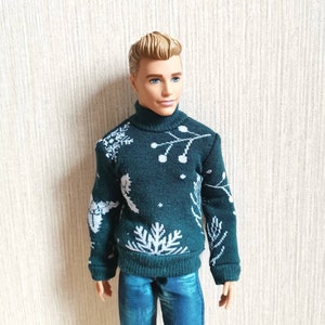 Handmade Doll Dark Green Sweater Clothes Christmas Doll Sweaters For 12" Dolls