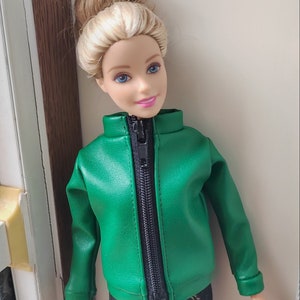 Handmade Doll Green Artificial Leather Jacket Doll Clothes For 11.5&quot; Dolls