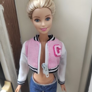 Handmade Doll Light Pink Baseball Jacket Doll Clothes For 11.5&quot; Dolls(custom order)