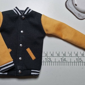 Handmade Doll Gold Black Baseball Jacket Doll Clothes For 12&quot; Dolls(customer order)