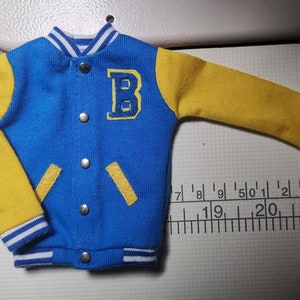 Handmade Doll Gold Blue Baseball Jacket Doll Clothes For 12" Dolls(customer order)