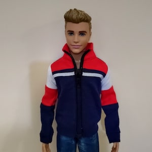 Handmade Doll Jacket Navy Blue Red & White Doll Clothes For 12" Dolls(custom order)