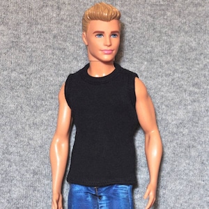 Handmade Doll Clothes Black T-shirt For 12&quot; Dolls