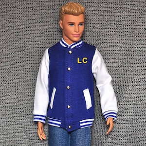 Handmade Doll Blue White Baseball Jacket With LC Doll Clothes For 12" Dolls