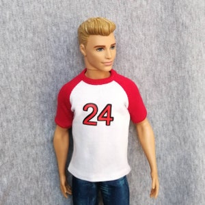 Handmade Doll Clothes Red White T-shirt For 12&quot; Dolls