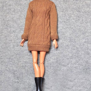 Handmade Doll Light Brown Sweater Dress Coat Doll Clothes For 11.5" Dolls
