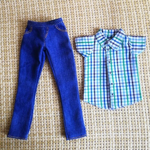 Handmade Doll Shirt & Pants Jeans Set Doll Clothes for 12 Dolls -   Israel