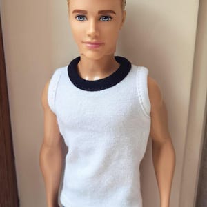 Handmade Doll Clothes White Black T-shirt For 12&quot; Dolls